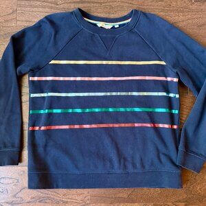 Boden Crewneck Sweatshirt - Navy Blue Metallic Stripes Size M